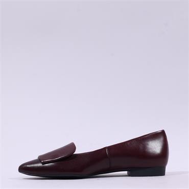 Paul Green Slip On Square Detail Loafer - Wine Leather